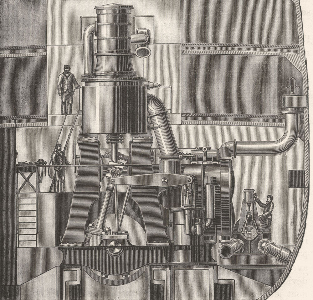 SEINE-MARITIME. Le Havre. de profil machines du paquebot Canada 1880 old print